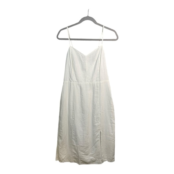 J. Crew Factory Linen Blend Slip Midi Dress in White Size 6 NWT - Picture 3 of 14